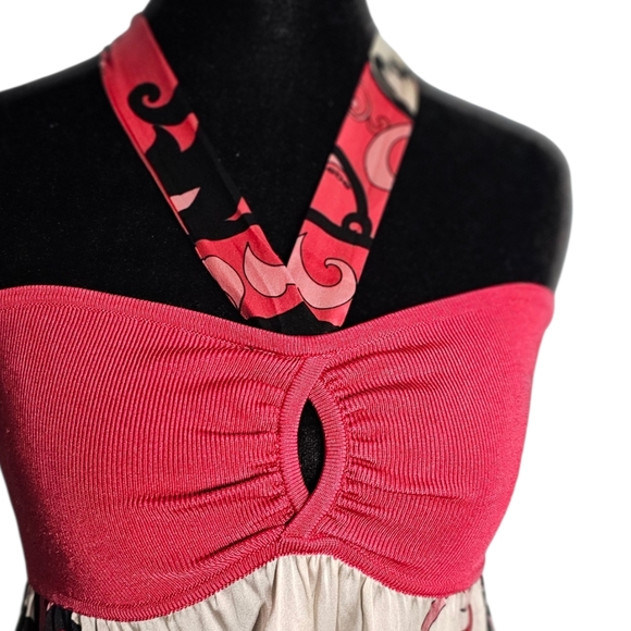 bebe Pink and Cream Halter Blouse - Picture 3 of 9